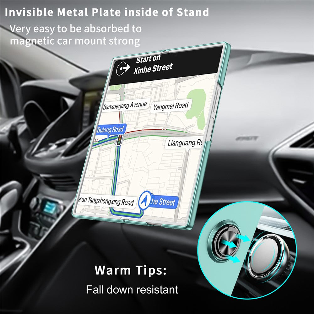 For Samsung Galaxy Z Fold7  5G Case Rotatable Ring Kickstand Hard PC Phone Cover - Sky Blue