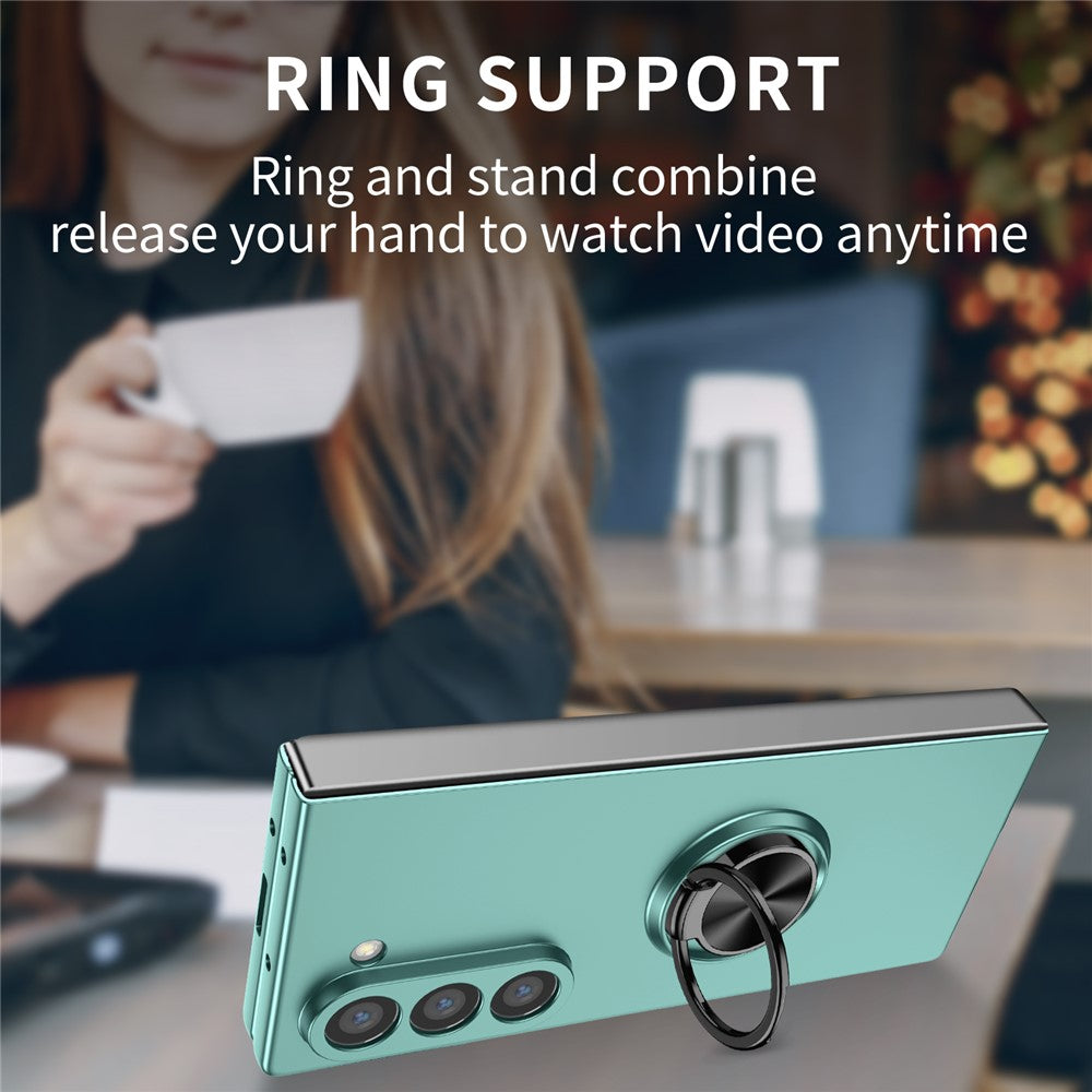For Samsung Galaxy Z Fold7  5G Case Rotatable Ring Kickstand Hard PC Phone Cover - Sky Blue