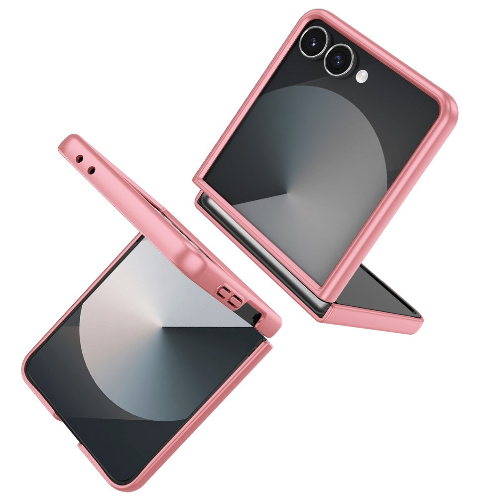 For Samsung Galaxy Z Flip7 5G Case Rotatable Ring Kickstand Hard PC Phone Cover - Pink