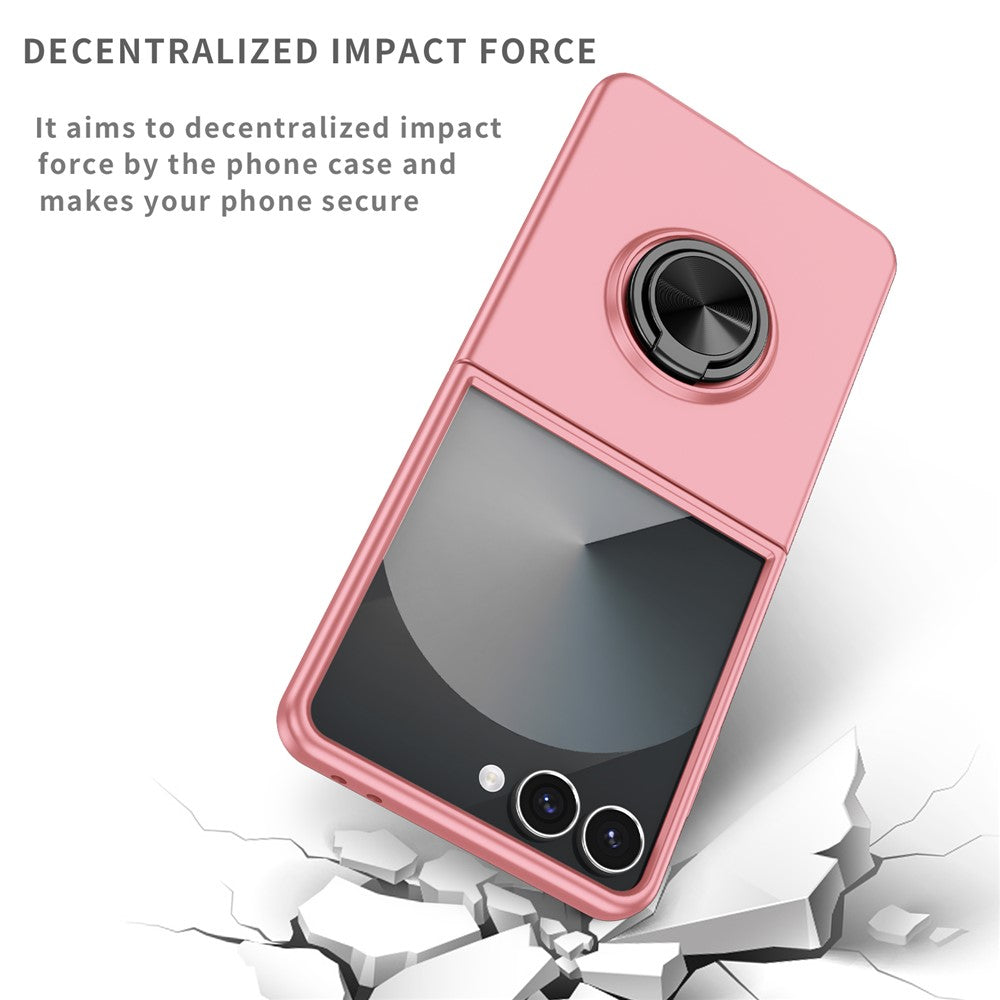 For Samsung Galaxy Z Flip7 5G Case Rotatable Ring Kickstand Hard PC Phone Cover - Pink