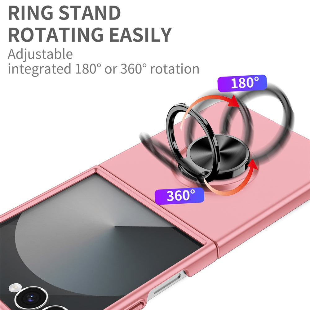 For Samsung Galaxy Z Flip7 5G Case Rotatable Ring Kickstand Hard PC Phone Cover - Pink
