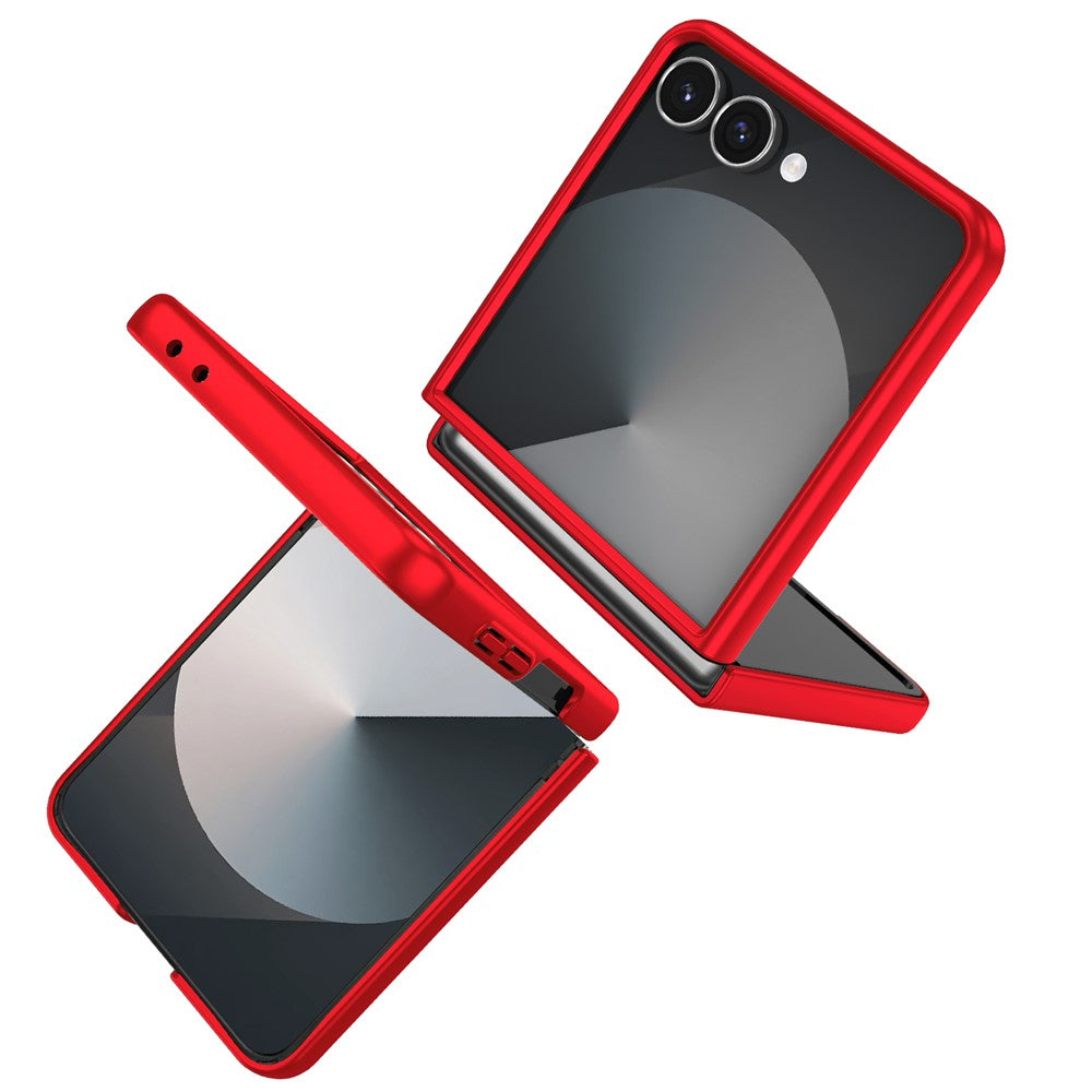 For Samsung Galaxy Z Flip7 5G Case Rotatable Ring Kickstand Hard PC Phone Cover - Red