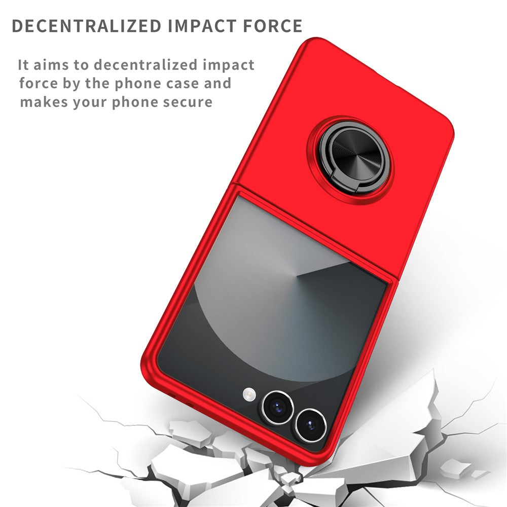 For Samsung Galaxy Z Flip7 5G Case Rotatable Ring Kickstand Hard PC Phone Cover - Red