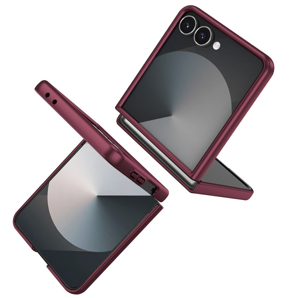 For Samsung Galaxy Z Flip7 5G Case Rotatable Ring Kickstand Hard PC Phone Cover - Wine Red