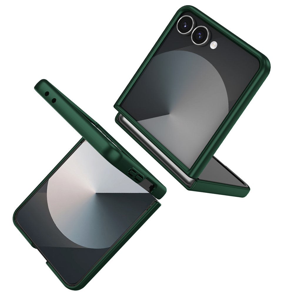 For Samsung Galaxy Z Flip7 5G Case Rotatable Ring Kickstand Hard PC Phone Cover - Blackish Green