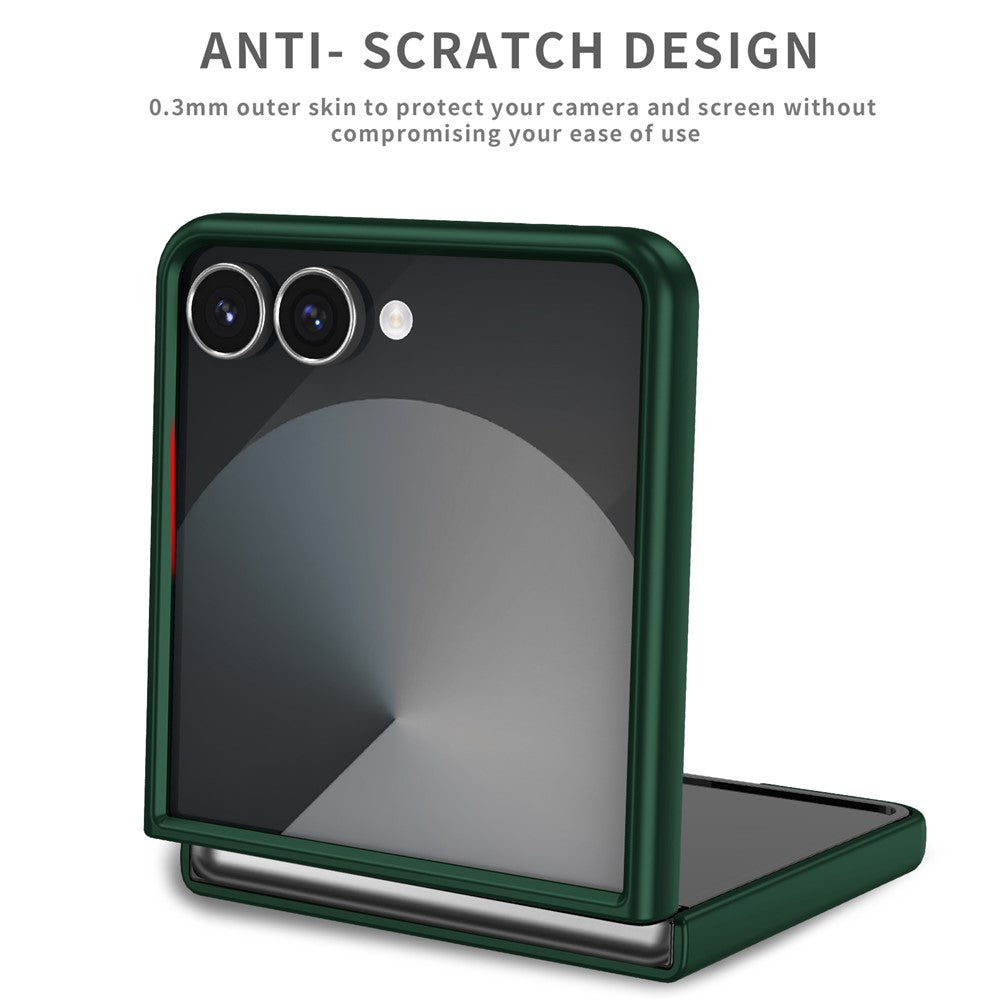For Samsung Galaxy Z Flip7 5G Case Rotatable Ring Kickstand Hard PC Phone Cover - Blackish Green