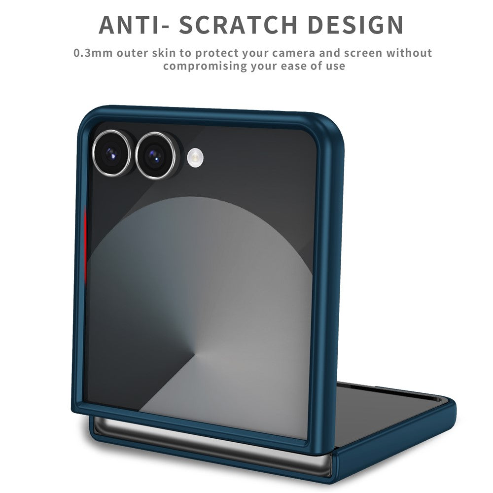 For Samsung Galaxy Z Flip7 5G Case Rotatable Ring Kickstand Hard PC Phone Cover - Dark Blue