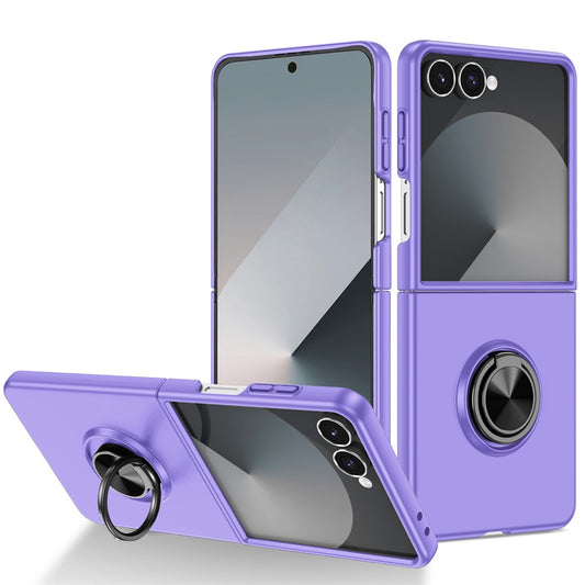 For Samsung Galaxy Z Flip7 5G Case Rotatable Ring Kickstand Hard PC Phone Cover - Purple