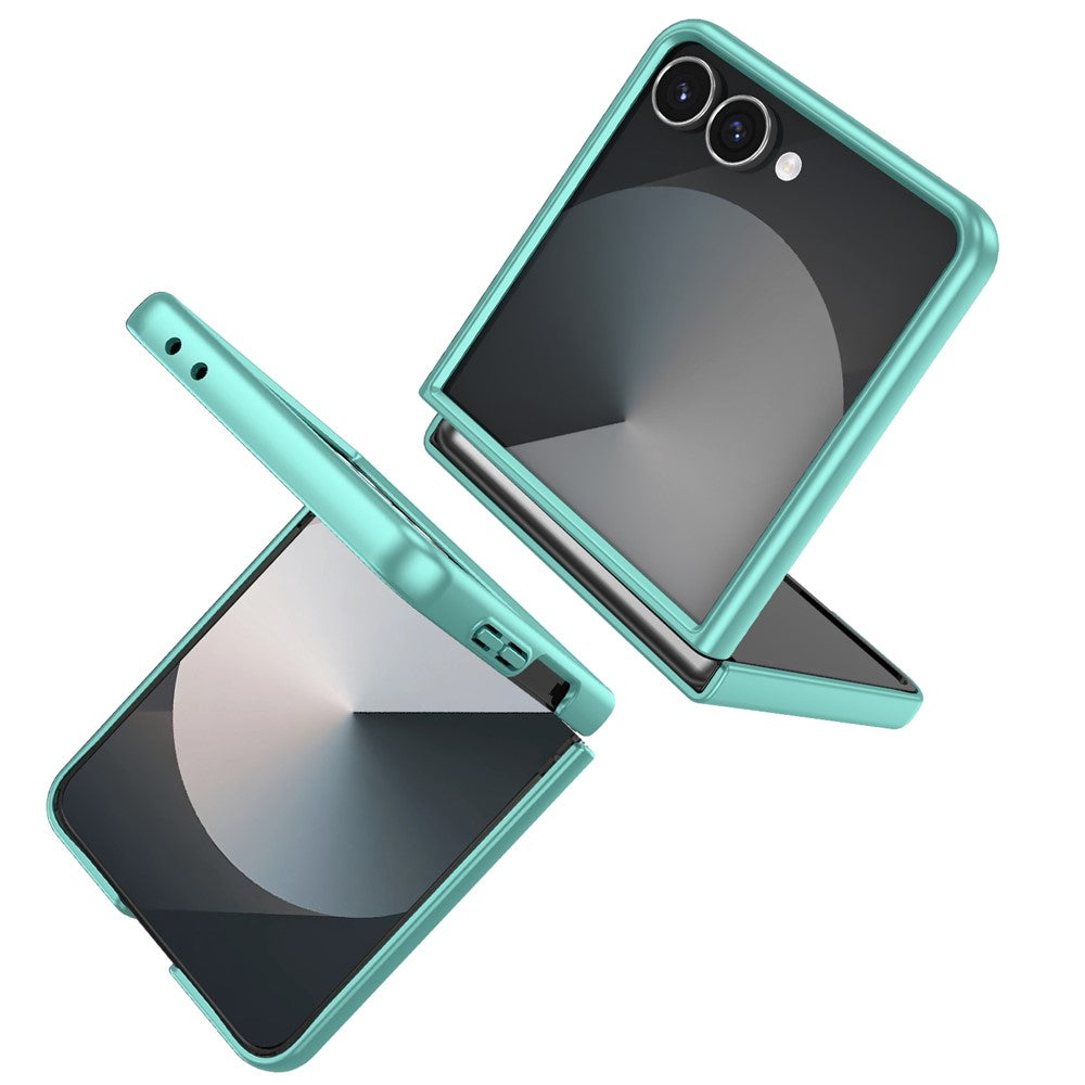 For Samsung Galaxy Z Flip7 5G Case Rotatable Ring Kickstand Hard PC Phone Cover - Sky Blue