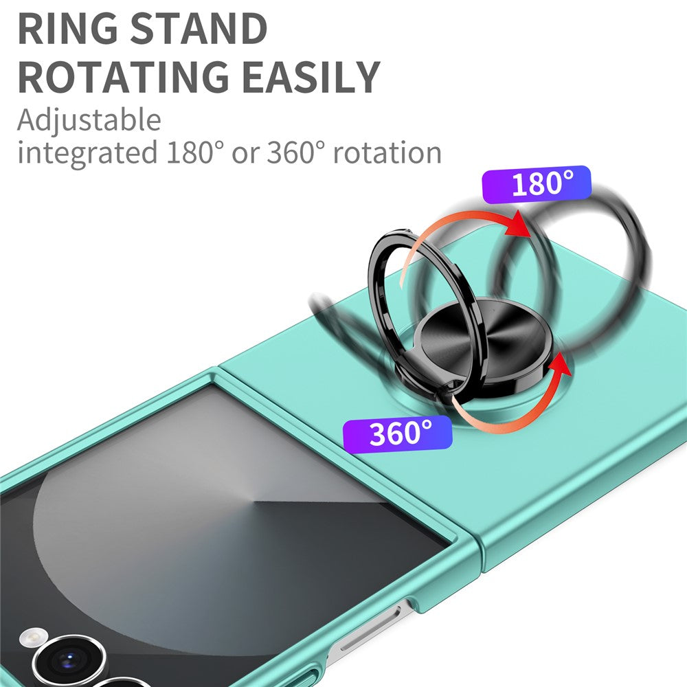 For Samsung Galaxy Z Flip7 5G Case Rotatable Ring Kickstand Hard PC Phone Cover - Sky Blue