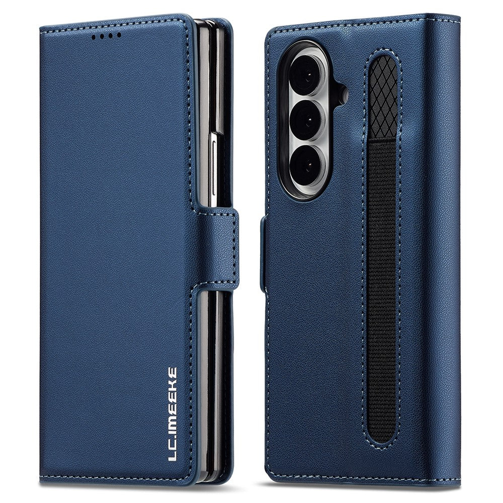 LC.IMEEKE L1 Series for Samsung Galaxy Z Fold7 5G Case PU Leather Wallet Stand Protective Phone Cover - Blue
