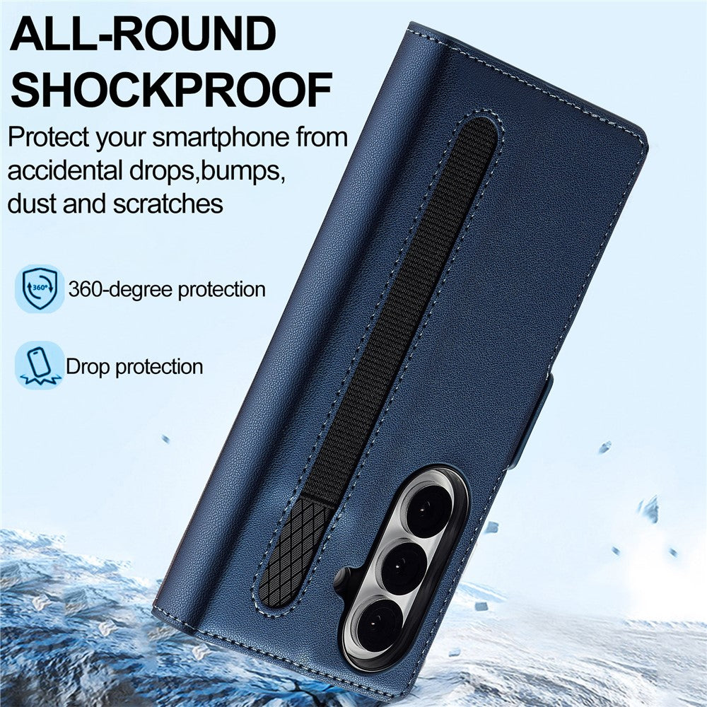 LC.IMEEKE L1 Series for Samsung Galaxy Z Fold7 5G Case PU Leather Wallet Stand Protective Phone Cover - Blue
