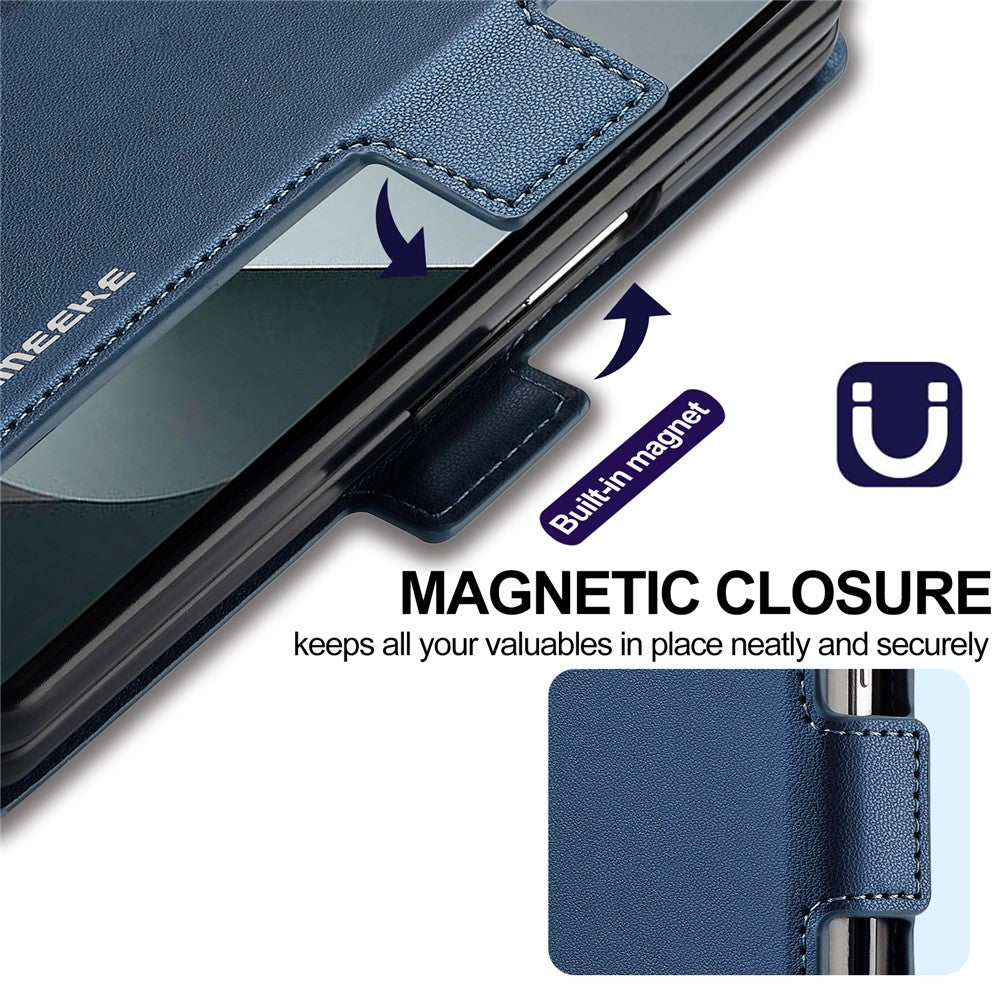 LC.IMEEKE L1 Series for Samsung Galaxy Z Fold7 5G Case PU Leather Wallet Stand Protective Phone Cover - Blue