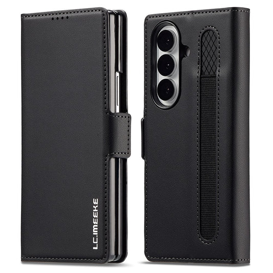 LC.IMEEKE L1 Series for Samsung Galaxy Z Fold7 5G Case PU Leather Wallet Stand Protective Phone Cover - Black