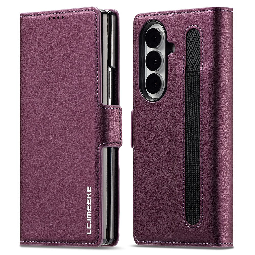 LC.IMEEKE L1 Series for Samsung Galaxy Z Fold7 5G Case PU Leather Wallet Stand Protective Phone Cover - Purple