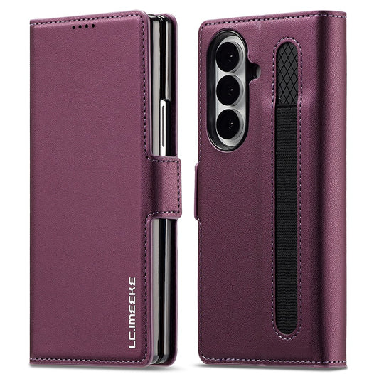 LC.IMEEKE L1 Series for Samsung Galaxy Z Fold7 5G Case PU Leather Wallet Stand Protective Phone Cover - Purple