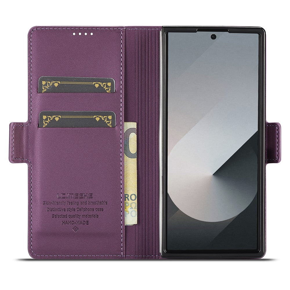 LC.IMEEKE L1 Series for Samsung Galaxy Z Fold7 5G Case PU Leather Wallet Stand Protective Phone Cover - Purple