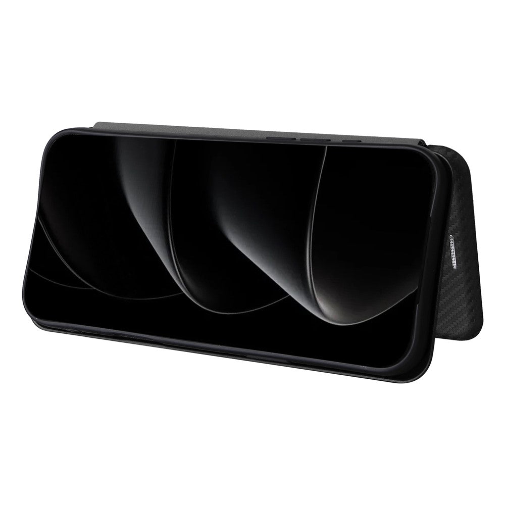 For iPhone 17 Pro Max Case Carbon Fiber Texture Drop-Proof PU Leather Phone Cover - Black