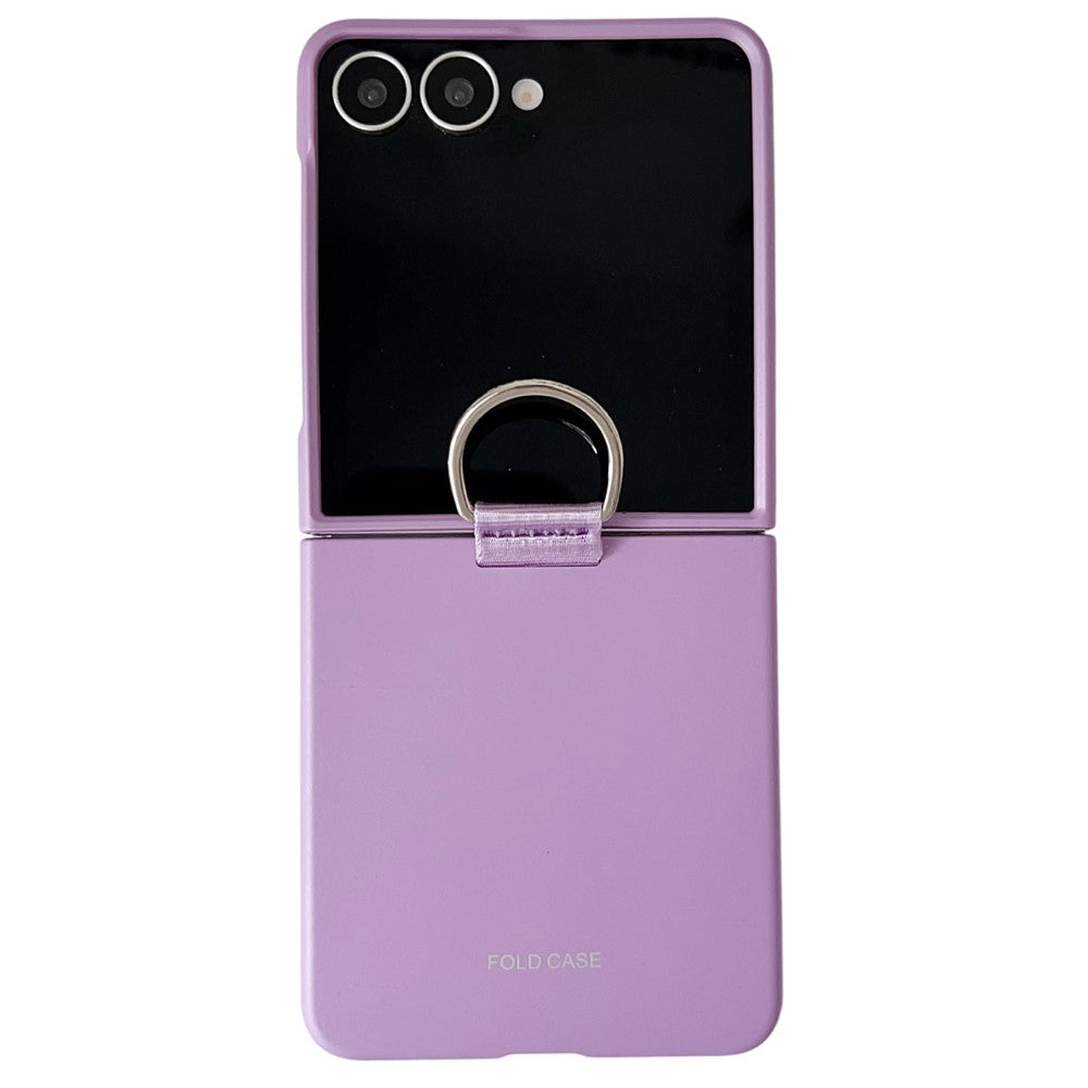 For Samsung Galaxy Z Flip7 5G Case Ring Holder Anti Drop Rubberized PC Phone Cover - Purple
