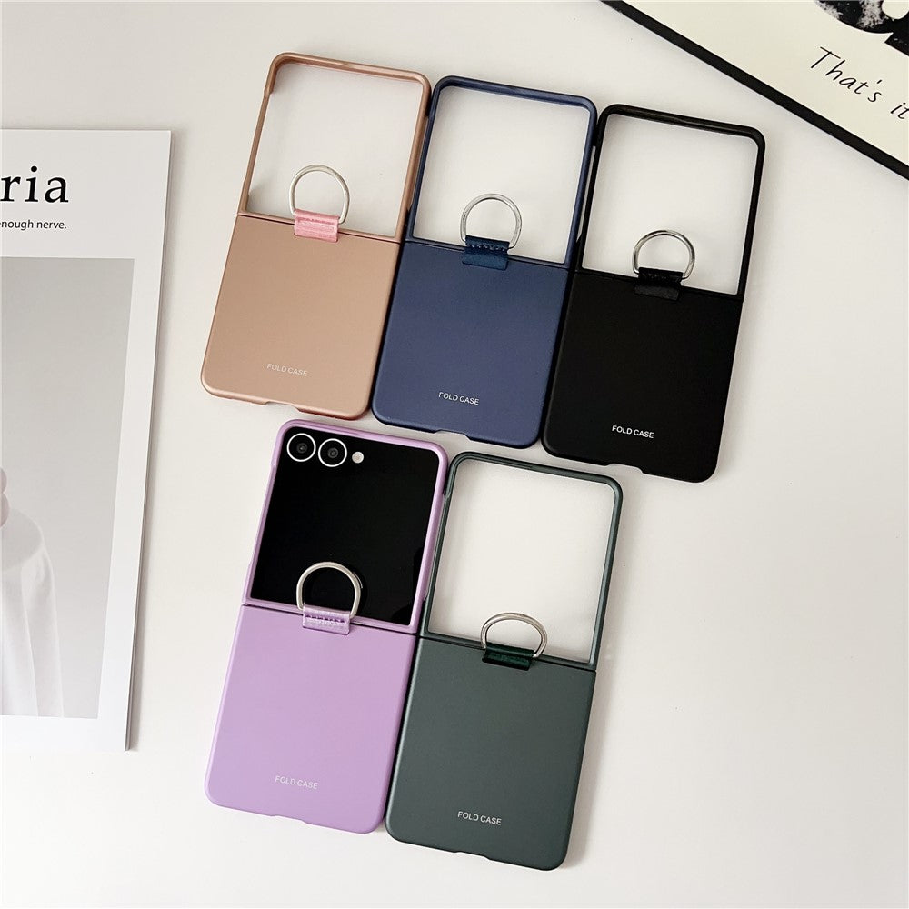For Samsung Galaxy Z Flip7 5G Case Ring Holder Anti Drop Rubberized PC Phone Cover - Purple