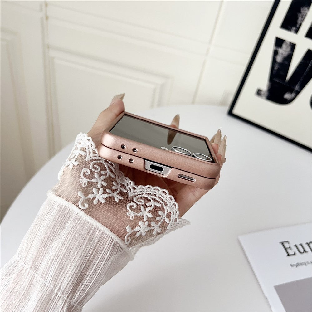 For Samsung Galaxy Z Flip7 5G Case Ring Holder Anti Drop Rubberized PC Phone Cover - Pink