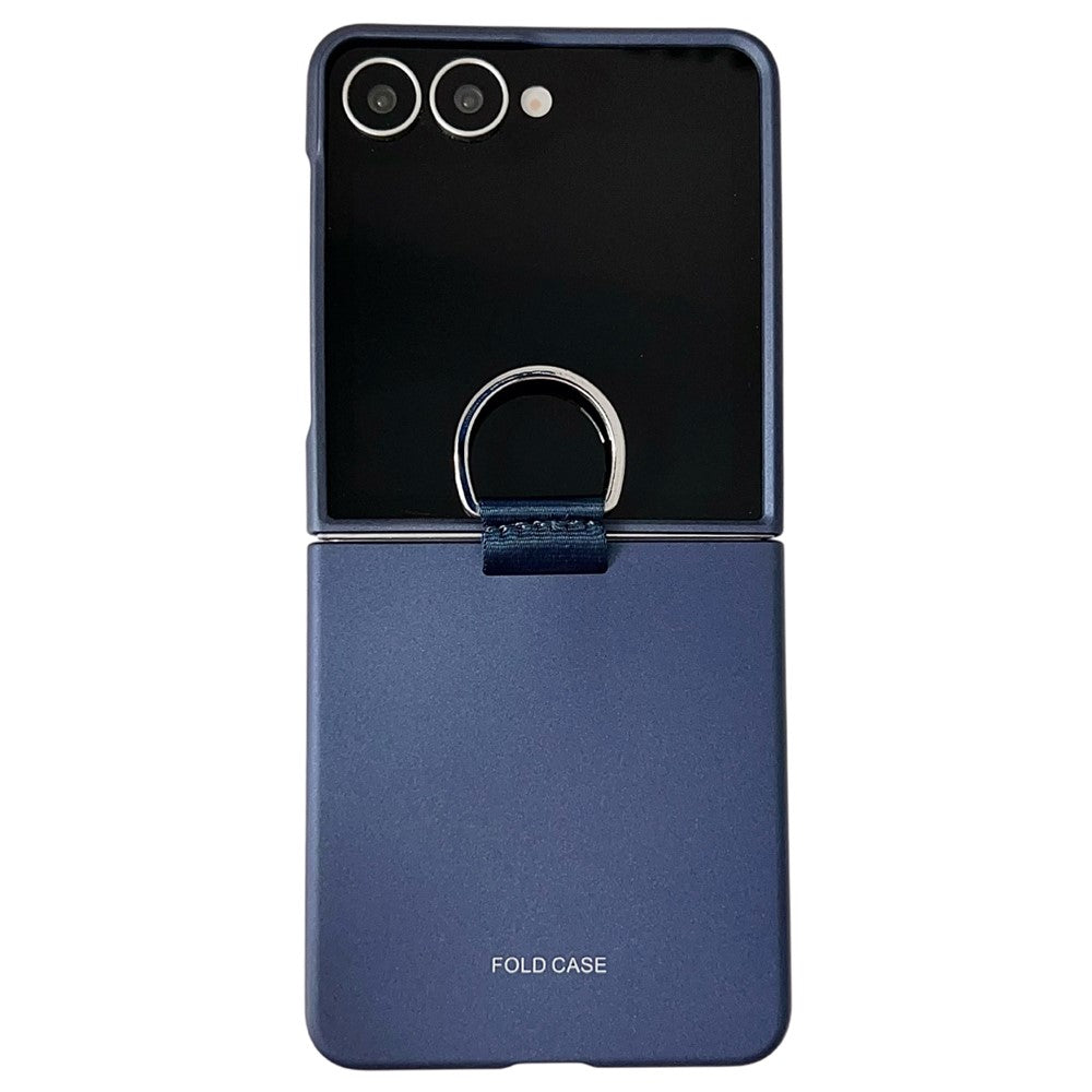 For Samsung Galaxy Z Flip7 5G Case Ring Holder Anti Drop Rubberized PC Phone Cover - Sapphire