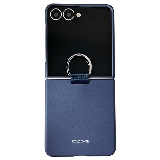 For Samsung Galaxy Z Flip7 5G Case Ring Holder Anti Drop Rubberized PC Phone Cover - Sapphire