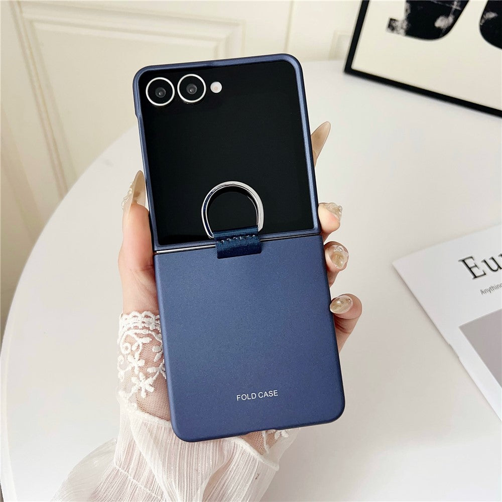 For Samsung Galaxy Z Flip7 5G Case Ring Holder Anti Drop Rubberized PC Phone Cover - Sapphire