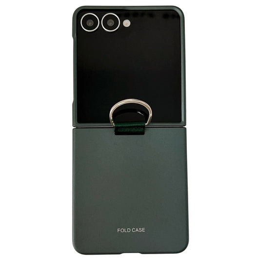 For Samsung Galaxy Z Flip7 5G Case Ring Holder Anti Drop Rubberized PC Phone Cover - Green