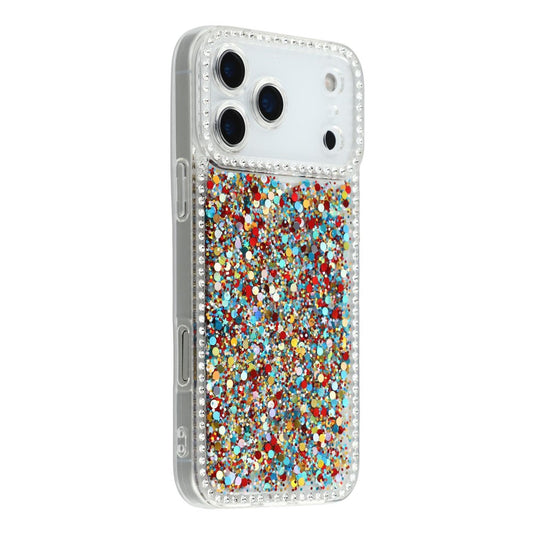 For iPhone 17 Pro Max Case Rhinestone Edge Glitter Epoxy TPU Phone Cover - Colorful