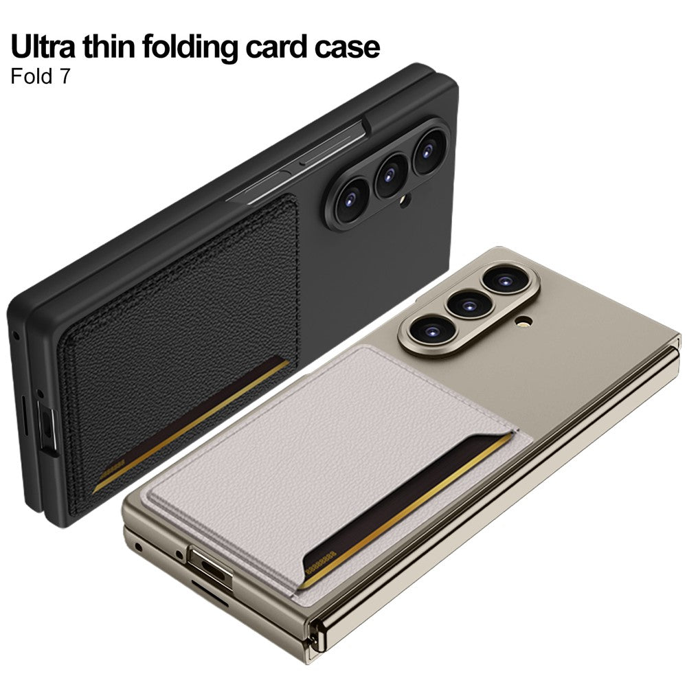 GKK For Samsung Galaxy Z Fold7 5G Case Hard PC Phone Cover with Slim Card Holder, Screen Film - Carbon Fiber Texture