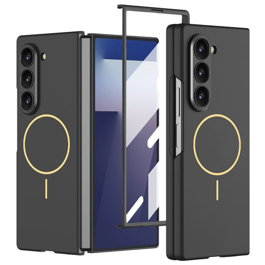 GKK For Samsung Galaxy Z Fold7 5G Magnetic Case Slim Hard PC + Tempered Glass Phone Cover with Screen Film - Black