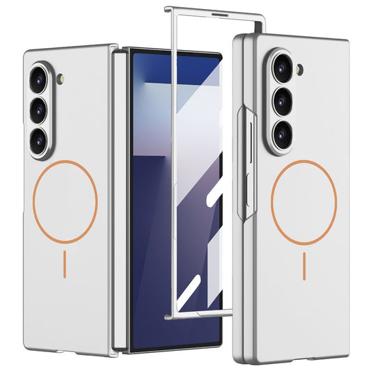 GKK For Samsung Galaxy Z Fold7 5G Magnetic Case Slim Hard PC + Tempered Glass Phone Cover with Screen Film - Silver