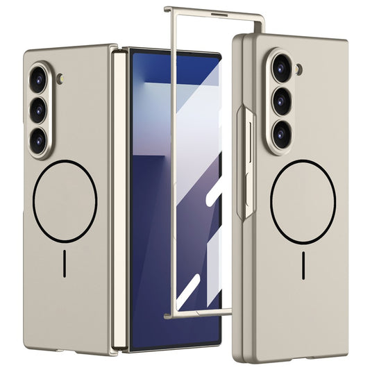 GKK For Samsung Galaxy Z Fold7 5G Magnetic Case Slim Hard PC + Tempered Glass Phone Cover with Screen Film - Titanium Grey