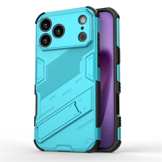 For iPhone 17 Pro Max Case PC + TPU Shockproof Phone Cover with Kickstand - Baby Blue