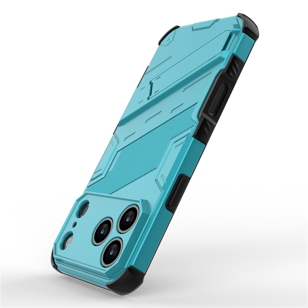 For iPhone 17 Pro Max Case PC + TPU Shockproof Phone Cover with Kickstand - Baby Blue