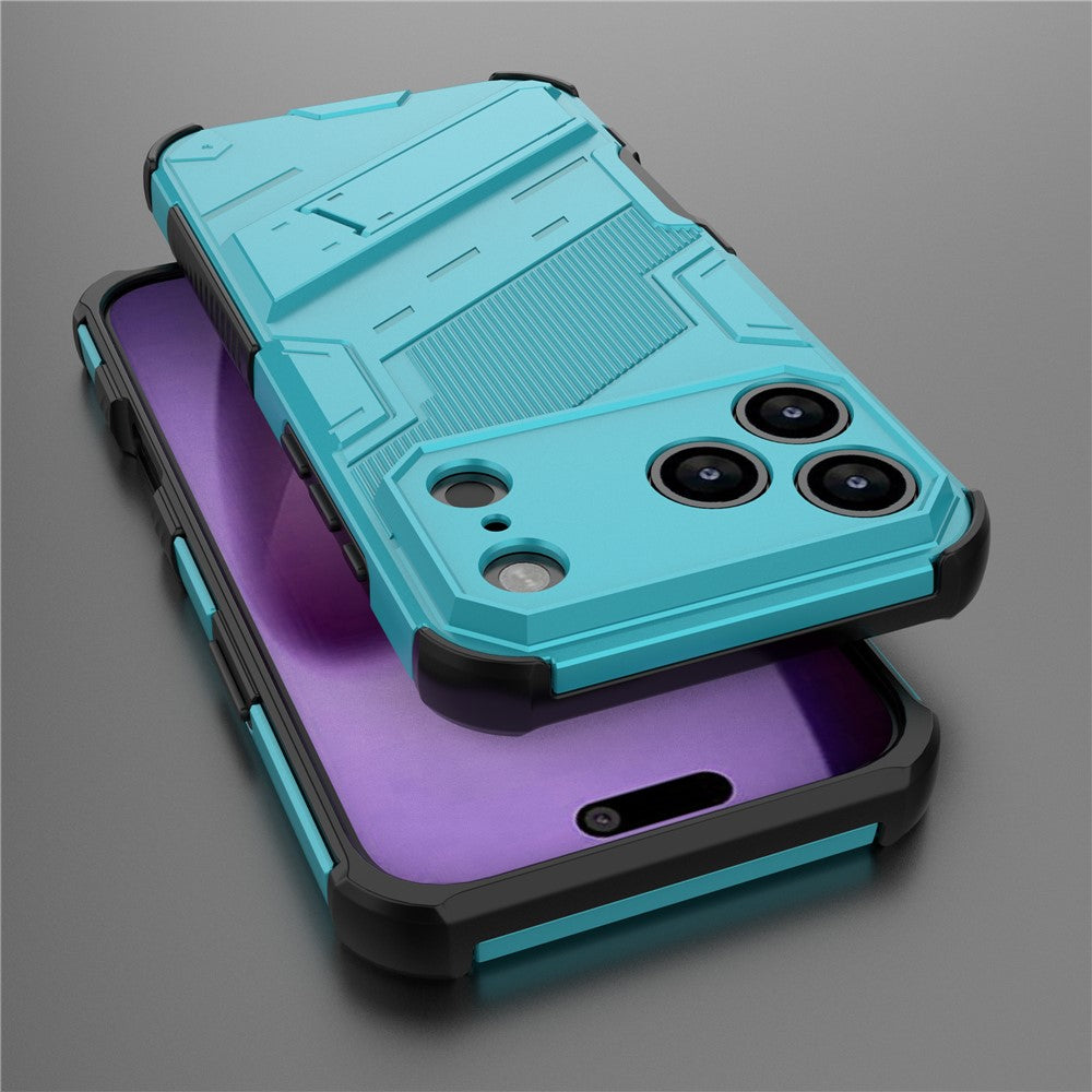 For iPhone 17 Pro Max Case PC + TPU Shockproof Phone Cover with Kickstand - Baby Blue