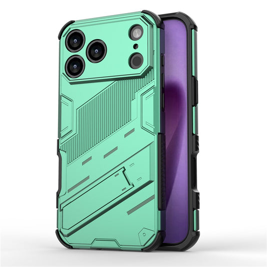 For iPhone 17 Pro Max Case PC + TPU Shockproof Phone Cover with Kickstand - Green