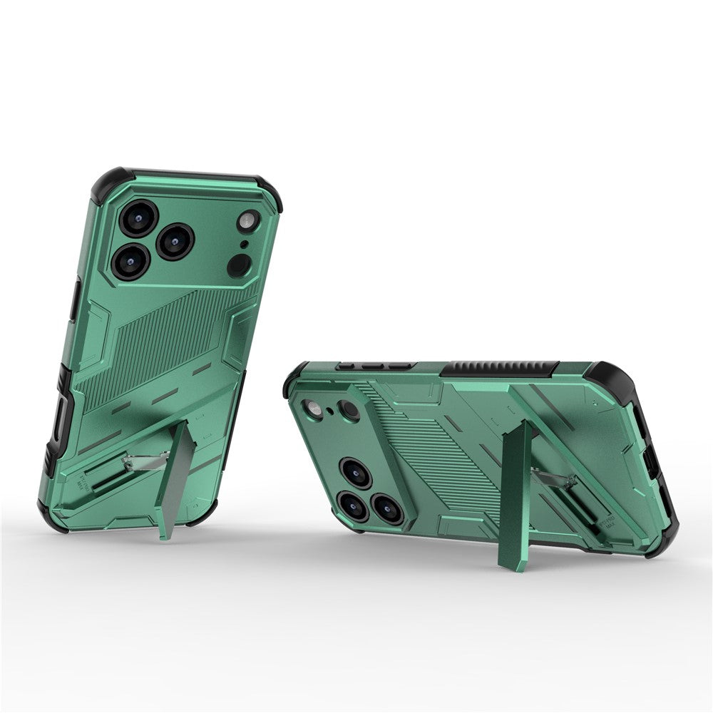 For iPhone 17 Pro Max Case PC + TPU Shockproof Phone Cover with Kickstand - Green