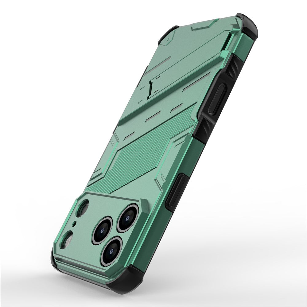 For iPhone 17 Pro Max Case PC + TPU Shockproof Phone Cover with Kickstand - Green