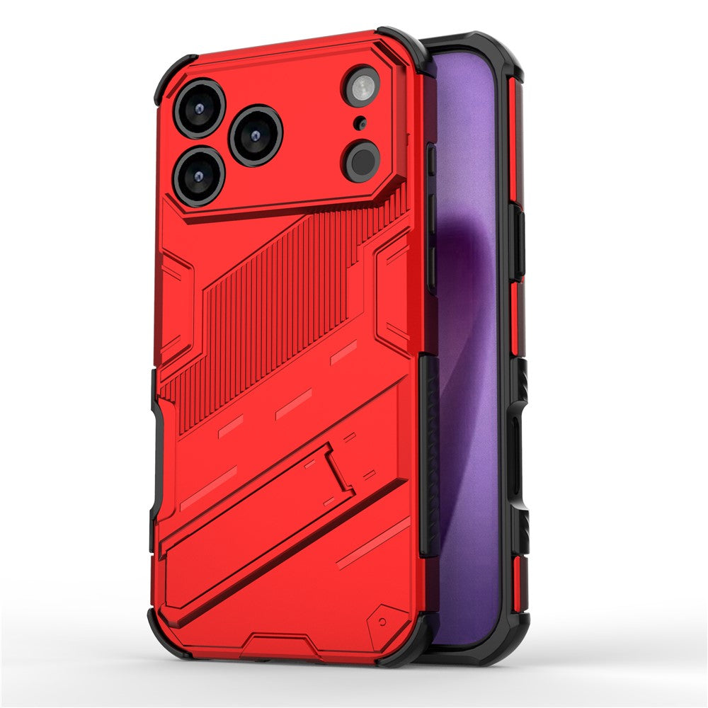 For iPhone 17 Pro Max Case PC + TPU Shockproof Phone Cover with Kickstand - Red