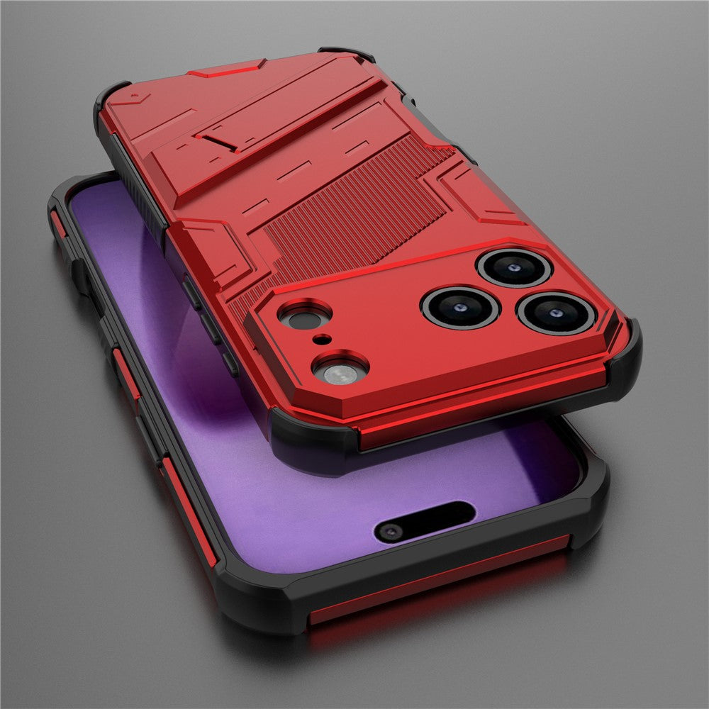 For iPhone 17 Pro Max Case PC + TPU Shockproof Phone Cover with Kickstand - Red