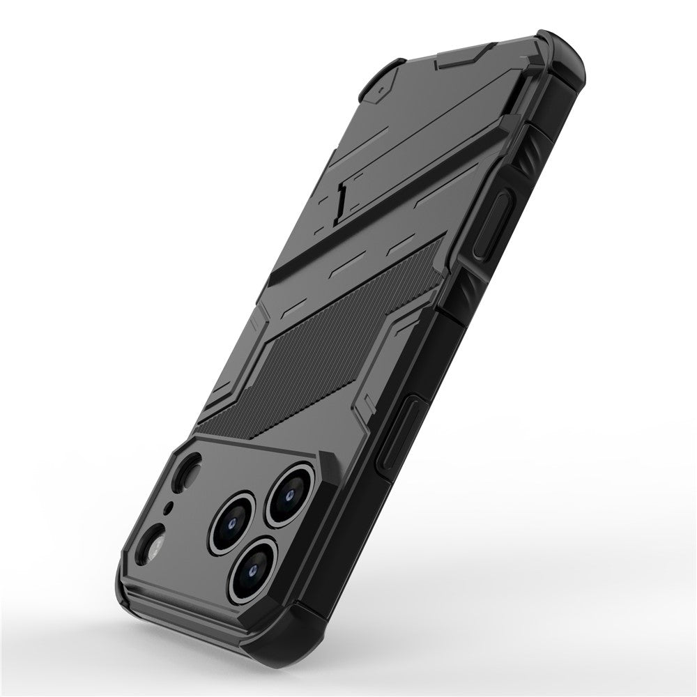 For iPhone 17 Pro Max Case PC + TPU Shockproof Phone Cover with Kickstand - Black