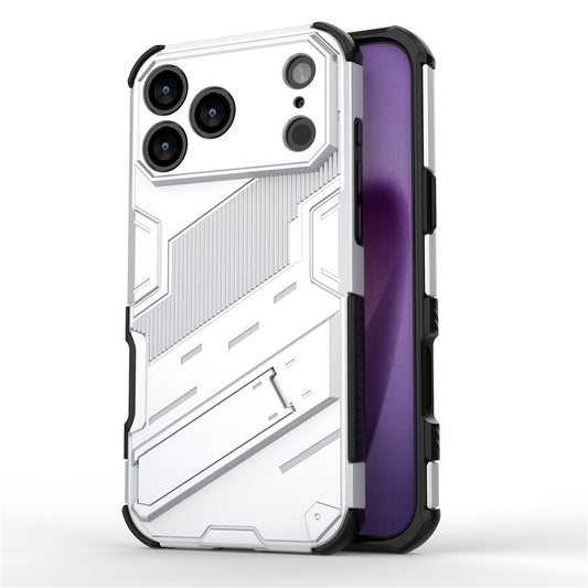 For iPhone 17 Pro Max Case PC + TPU Shockproof Phone Cover with Kickstand - White
