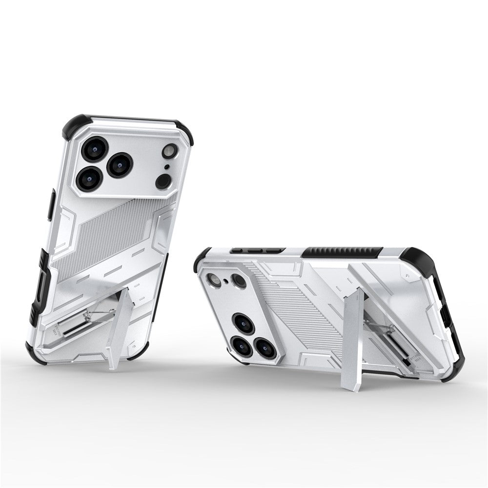 For iPhone 17 Pro Max Case PC + TPU Shockproof Phone Cover with Kickstand - White
