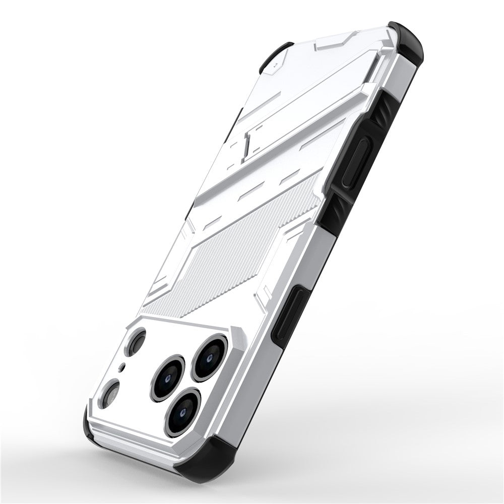For iPhone 17 Pro Max Case PC + TPU Shockproof Phone Cover with Kickstand - White