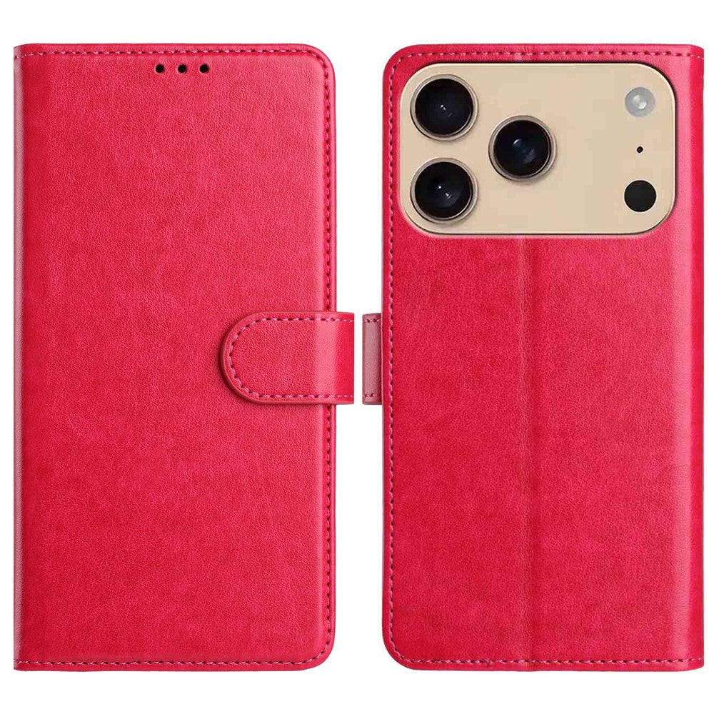 For iPhone 17 Pro Max Wallet Phone Case Stand PU Leather Folio Flip Cover with 8 Card Slot - Rose
