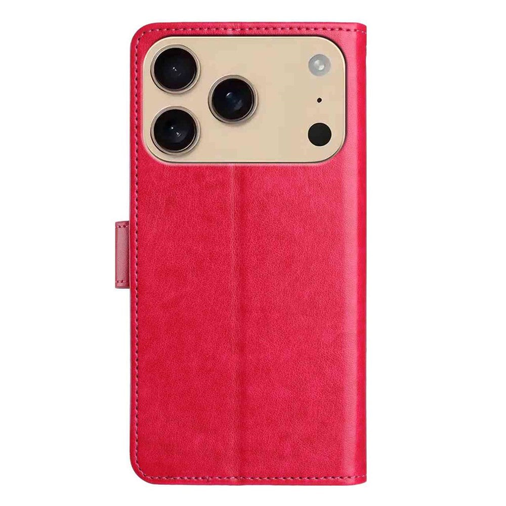 For iPhone 17 Pro Max Wallet Phone Case Stand PU Leather Folio Flip Cover with 8 Card Slot - Rose