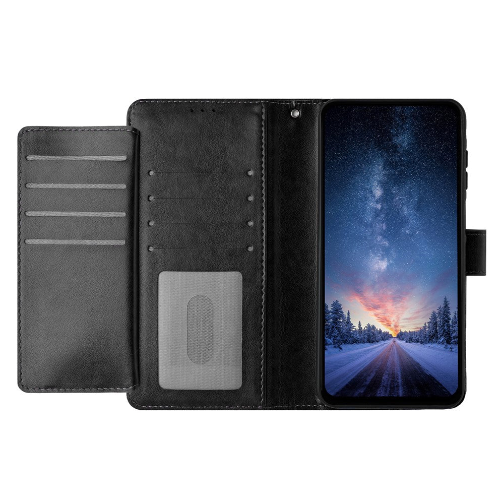 For iPhone 17 Pro Max Wallet Phone Case Stand PU Leather Folio Flip Cover with 8 Card Slot - Black