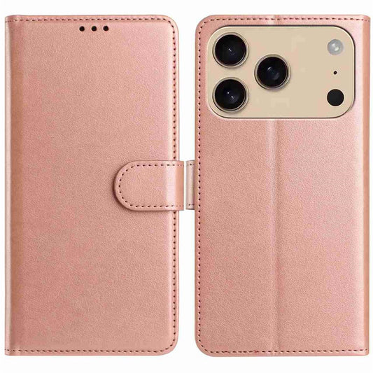 For iPhone 17 Pro Max Wallet Phone Case Stand PU Leather Folio Flip Cover with 8 Card Slot - Rose Gold
